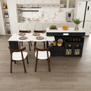Retro Kitchen Island Set With Chairs, Extendable & Rotating Table, 4 Drawers & Door Cabinets by HouseOfZazla