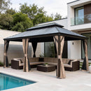 12x24FT Outdoor Gazebo with Galvanized Steel Double Roof