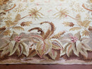 7' 7" x 9' 8" Needlepoint Rug Floral Beige Flat Weave Carpet 8x10 Handmade New Area Rug