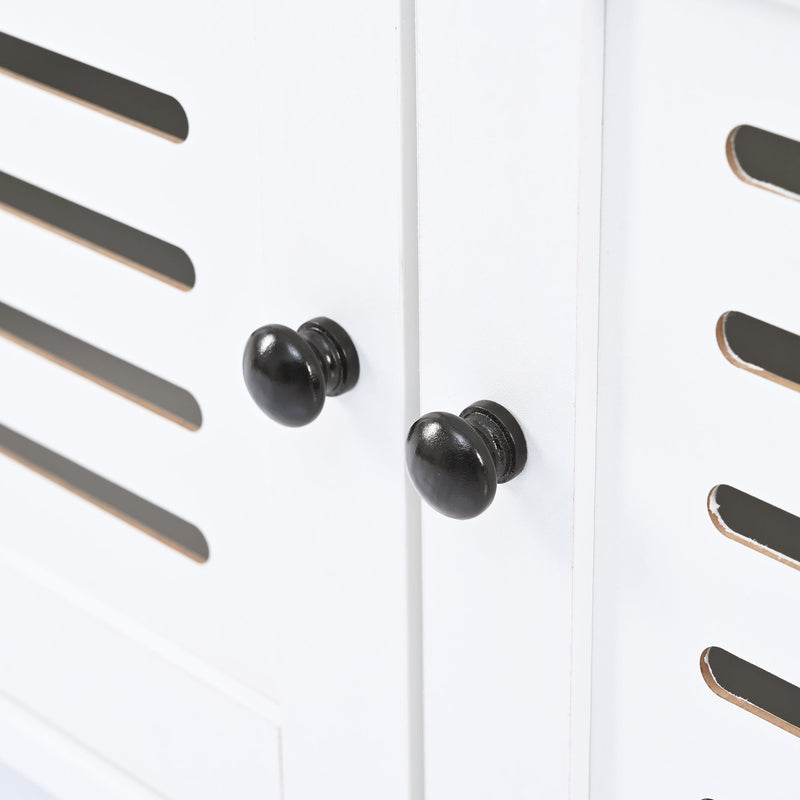 5-in-1 Entryway Bench with Shutter-shaped doors, Coat Rack, Cushion and 4 Sturdy Hooks, 47.2" Wide Hall Tree with Storage Bench for Hallway, Entryway, Living Room