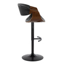 Symphony - Mid-Century Modern Adjustable Barstool With Swivel With Rounded T Footrest (Set of 2) - Black / Walnut / Black by HouseOfZazla