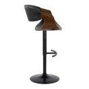 Symphony - Mid-Century Modern Adjustable Barstool With Swivel With Rounded T Footrest (Set of 2) - Black / Walnut / Black by HouseOfZazla