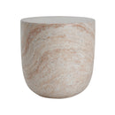 Outdoor / Indoor, Lightweight Concrete Side Table With Travertine - Beige