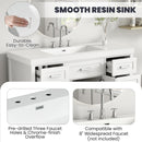 Vanity Top With 3 Faucet Holes, Rectangular Basin For Bathroom - White