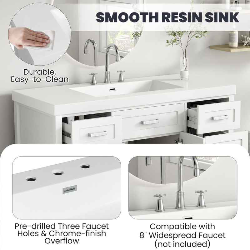 Vanity Top With 3 Faucet Holes, Rectangular Basin For Bathroom - White, photo 2 of 4