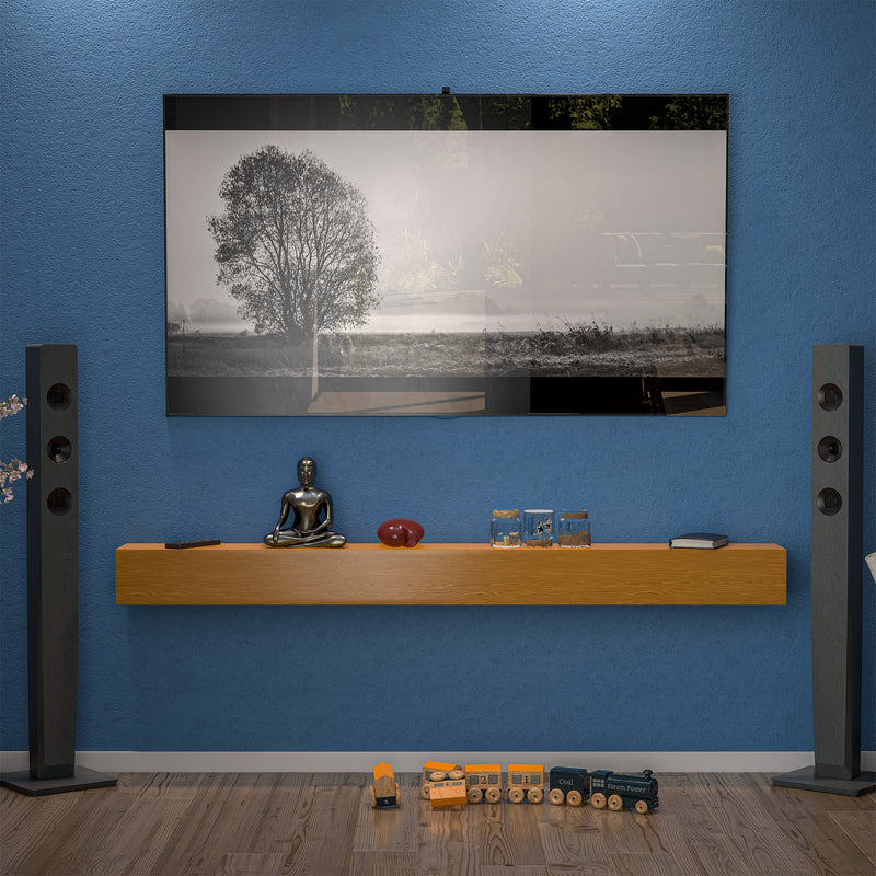 72" Fireplace Mantel Wooden Wall Mounted Floating Shelf 8" Deep Solid Pine Wood,Natural