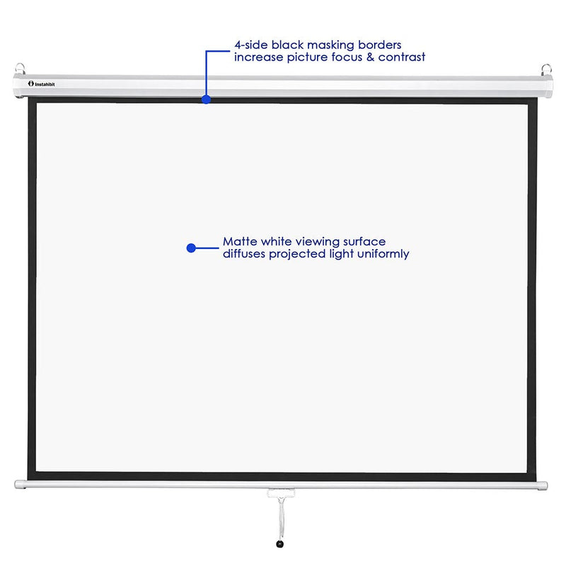 InstaHibit 4:3 Retractable Manual Projection Screen 72" Ceiling Wall