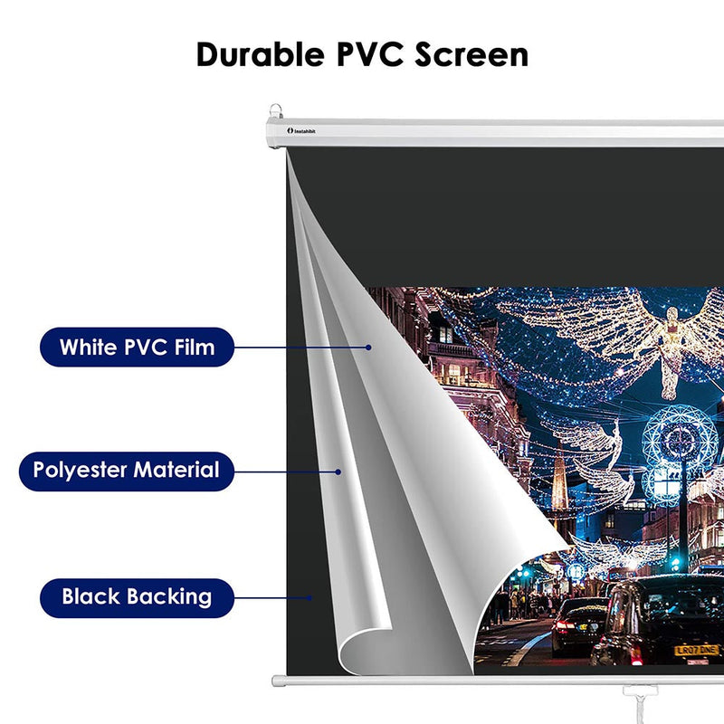 InstaHibit 16:9 Retractable Manual Projection Screen 72" Ceiling/Wall