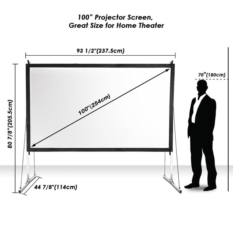 InstaHibit Outdoor Portable Projection Screen w/ Stand 16:9 100"