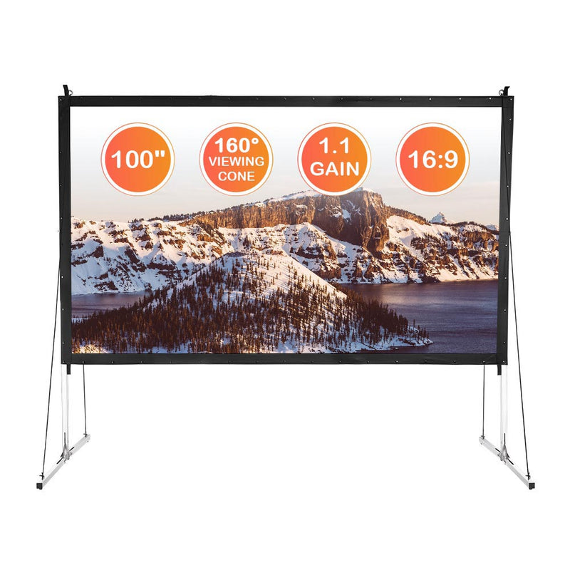 InstaHibit Outdoor Portable Projection Screen w/ Stand 16:9 100"