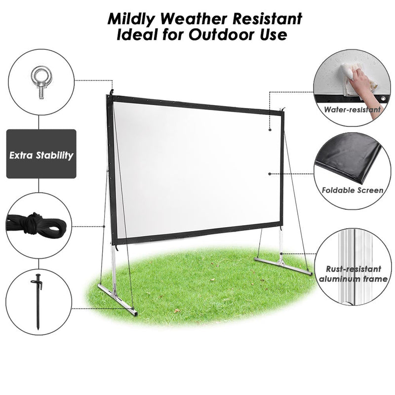 InstaHibit Outdoor Portable Projection Screen w/ Stand 16:9 100"