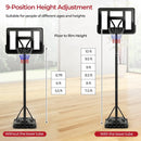 Portable Basketball Hoop with 9-Position Adjustable Height by LJGDeals