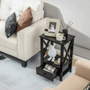 2-Tier 16 x 14 Inch Multifunctional Nightstand with Storage Drawer by LJGDeals