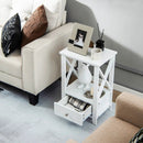 2-Tier 16 x 14 Inch Multifunctional Nightstand with Storage Drawer by LJGDeals