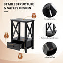 2-Tier 16 x 14 Inch Multifunctional Nightstand with Storage Drawer by LJGDeals