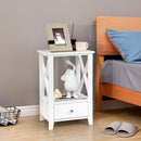 2-Tier 16 x 14 Inch Multifunctional Nightstand with Storage Drawer by LJGDeals