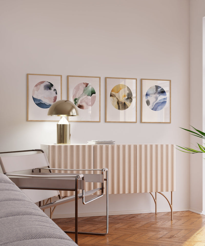 16x20 in, Set of 4, Beige Oak Frame