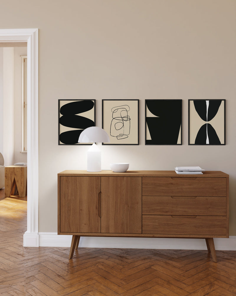 16x20 in, Set of 4, Black Oak Frame