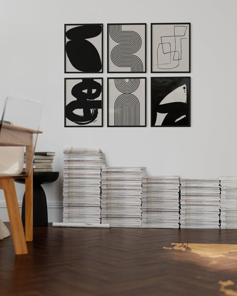 16x20 in, Set of 6, Black Oak Frame