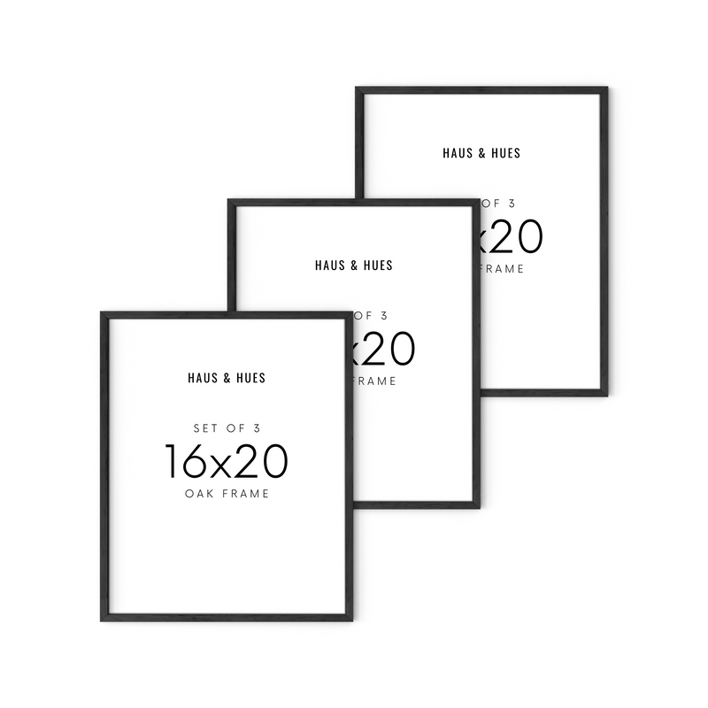 16x20 in, Set of 3, Black Oak Frame