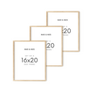 16x20 in, Set of 3, Beige Oak Frame