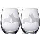 Corgi Stemless Wine Glasses Set Of 2 By Dog Lover Glass Gifts For Mom Dad Sisters Wi by The Wine Savant
