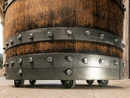 Whiskey & Wine Barrel Game Table Set — Poker Top and Dining Top Included, 6 Chairs
