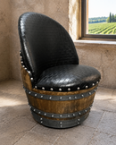 Whiskey & Wine Barrel Game Table Set — Poker Top and Dining Top Included, 6 Chairs
