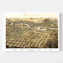 Vintage Map of Aurora, Illinois 1867