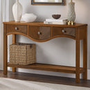52'' Fluted Wood Console Table with 3 Drawers