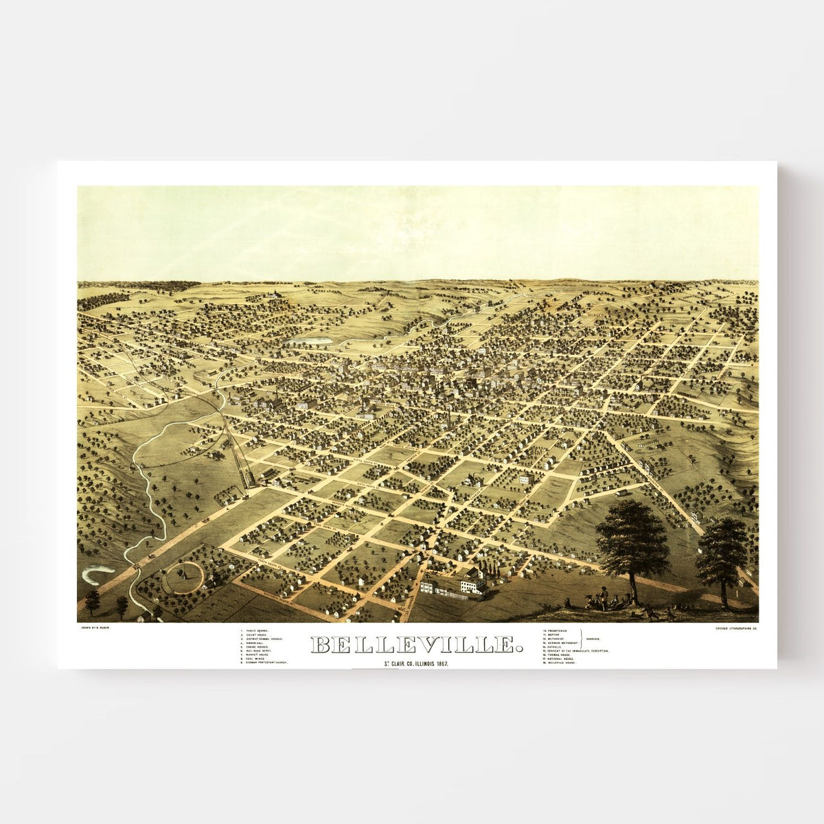 Vintage Map of Belleville, Illinois 1867, photo 4 of 5