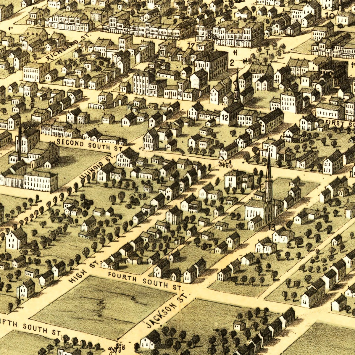 Vintage Map of Belleville, Illinois 1867, photo 2 of 5