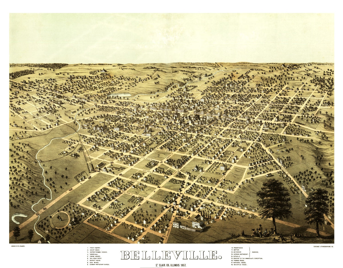 Vintage Map of Belleville, Illinois 1867, photo 5 of 5
