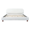 Cream-Colored Boucle Upholstered Bed with Rubber Wood Foot, King by HouseOfZazla