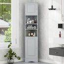 Multi-Functional Corner Cabinet Tall Bathroom Storage Cabinet with Two Doors and Adjustable Shelves, Open Shelf by HouseOfZazla