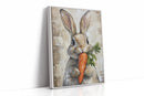 Adorable Bunny with Carrot – Rustic Farmhouse Animal Wall Art Print