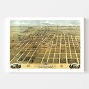 Vintage Map of Champaign, Illinois 1869