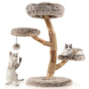 Cat Tree Solid Pear Wood with Perch and Natural Jute Scratching Posts-Brown by LJGDeals