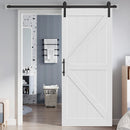 32" x 84" K" Style Wood Primed Standard Barn Door Slab, DIY Unfinished Solid Wood Paneled Door, Interior Single Door Slab