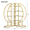 4 Tiers Home Office Open Bookshelf, Round Shape, Different Placement Ways, MDF Board, Gold Metal Frame, White