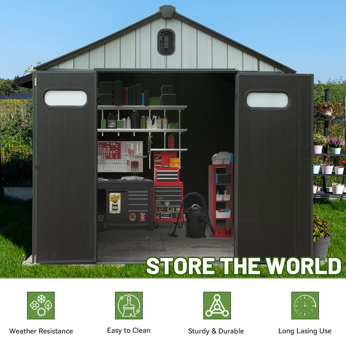 8X10FT Outdoor Resin Storage Shed, photo 5 of 9