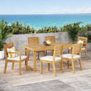 Outdoor Acacia Wood 7-Piece Dining Set with Cushions