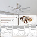 DC Motor Ceiling Fan With Dimmable Light And 8 Blade Aluminum Blades - Nickel by HouseOfZazla