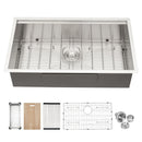 33" Undermount Kitchen Sink Single Bowl Stainless Steel Ledge Workstation In Brushed Nickel, 16 Gauge 304 Stainless Steel, 33 X 19 X 9 Inch by HouseOfZazla