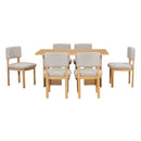 Dining Table Set With 6 Upholstered Chairs, Rectangular Table With Cutout Legs by HouseOfZazla