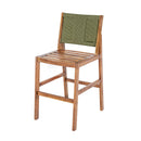 4 Pieces Arly Green Outdoor Bar Stool Solid Acacia Wood and Woven Wicker by Montret