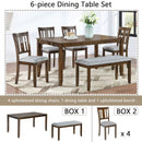 6 Pieces Kitchen Dining Set, Rectangular Wooden Dining Table With 4 Upholstered Chairs And A Bench by Unique Piece Furniture