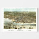Vintage Map of Chicago, Illinois 1868