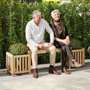 Patio Wooden Bench with Planter 2 Person Patio Bench-Natural by LJGDeals