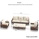 5 Piece Rattan Terrace Furniture Set, 7 Seats Cushions, High Footed Design by HouseOfZazla